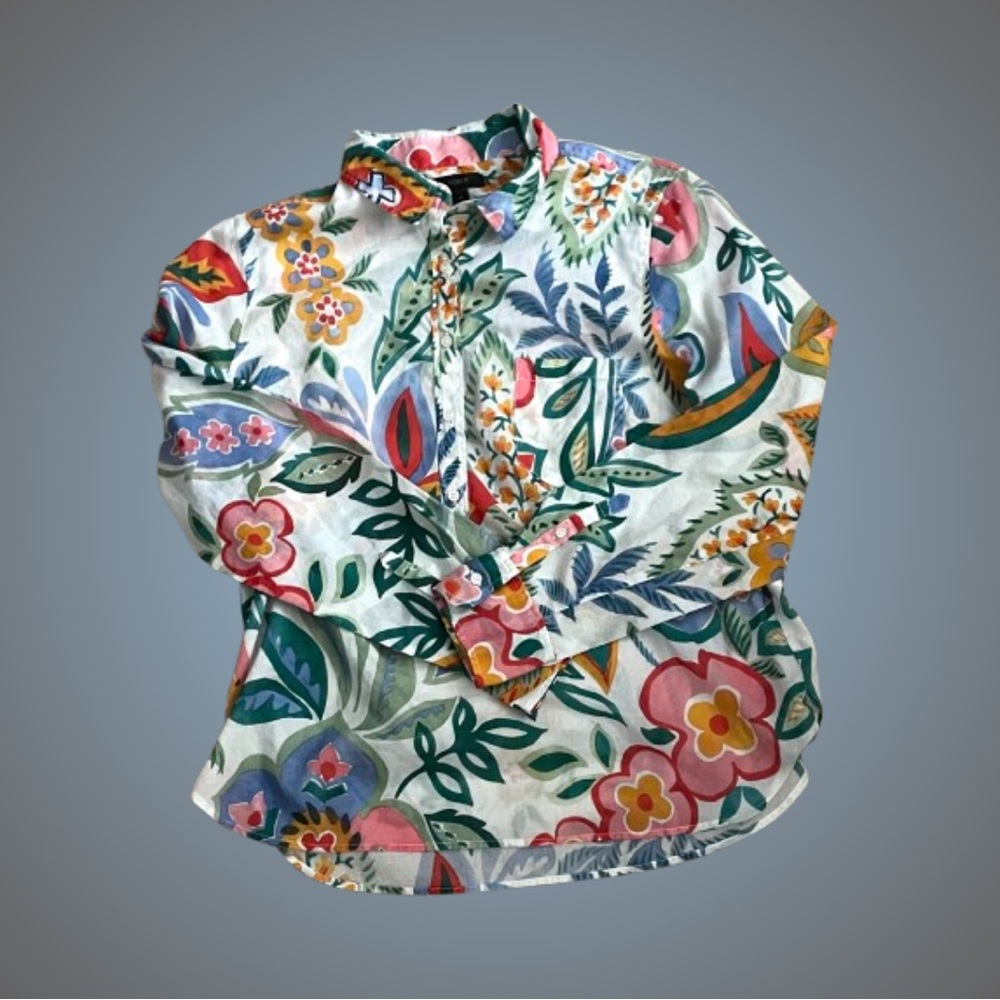 J. Crew Ratti floral cotton popover sz 14